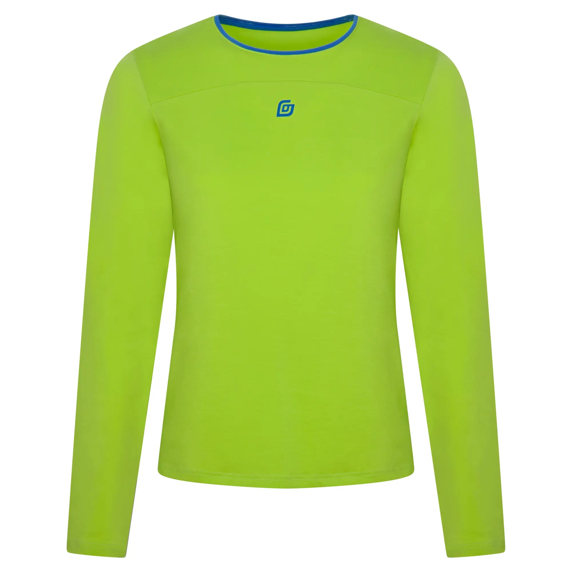 KiiGO Damen Longshirt in knalligem Limepunch. Fitness, Running, Workout. Weich und angenehm auf der Haut, aus 100% biologisch abbaubaren Fasern. Atmungsaktiv, schnelltrocknend, hypoallergen.