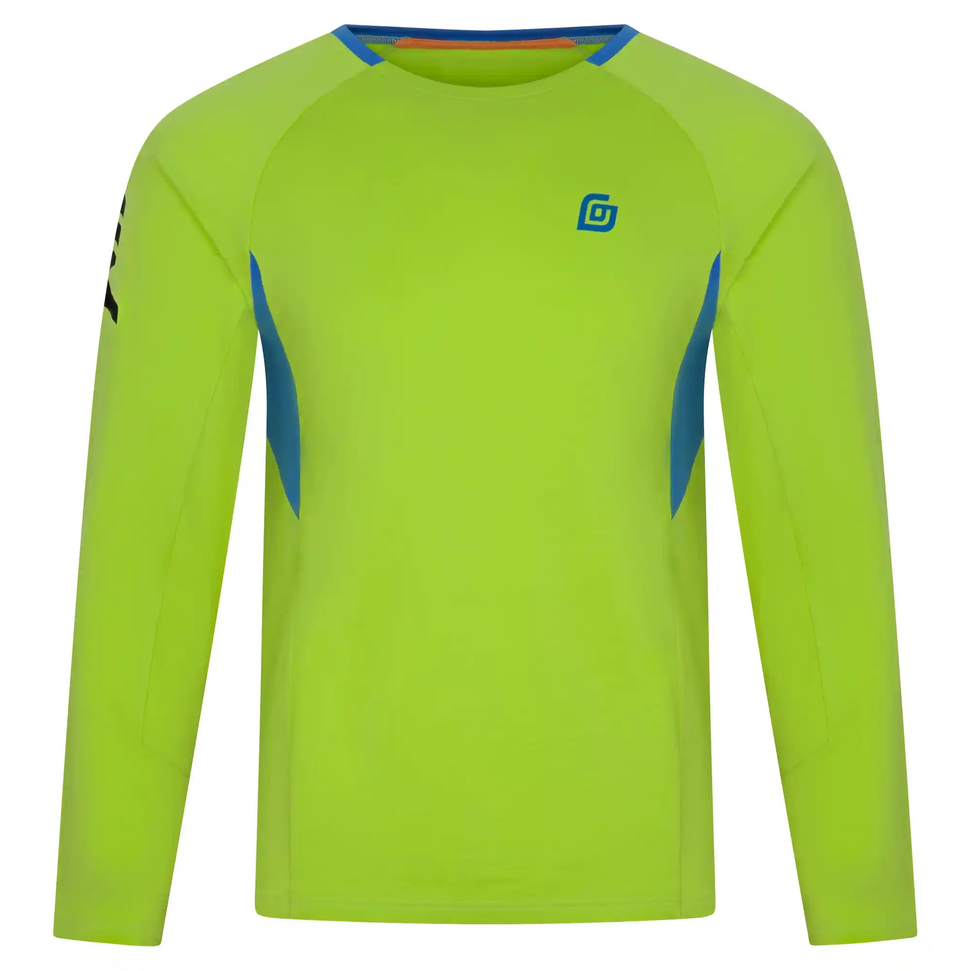 KiiGO Herren Longshirt in knalligem Limepunch. Fitness, Running, Workout. Weich und angenehm auf der Haut, aus 100% biologisch abbaubaren Fasern. Atmungsaktiv, schnelltrocknend, stylisch. 